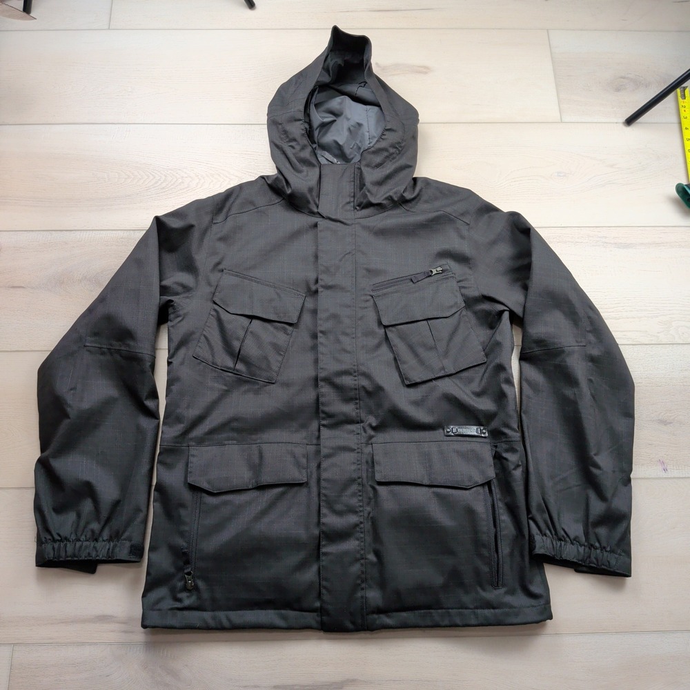 Burton Traction Jacket Dryride Mens Medium Charcoal Grey Snowboard Hooded Shell